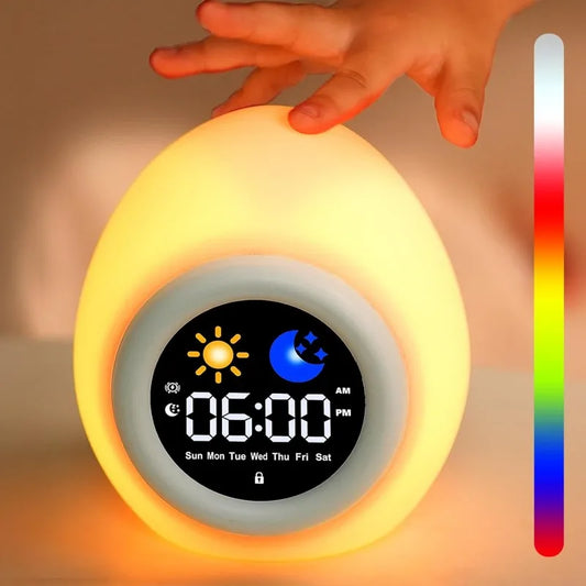 Sleep Training Alarm Clock for Kids with 6 White Noise Sound and Touch Night Light for Children Bedroom